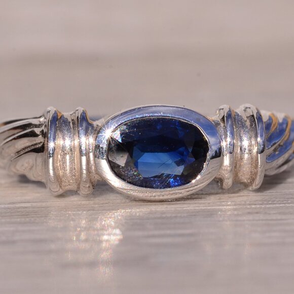 Bezel Set Natural Sapphire Ring in White Gold